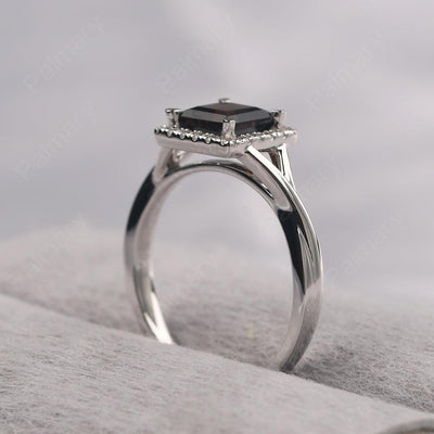 Twisted Square Cut Smoky Quartz  Halo Ring - Palmary
