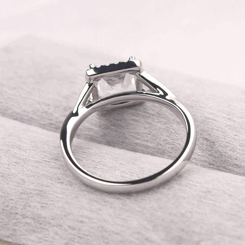 Twisted Princess Cut White Topaz Halo Ring - Palmary