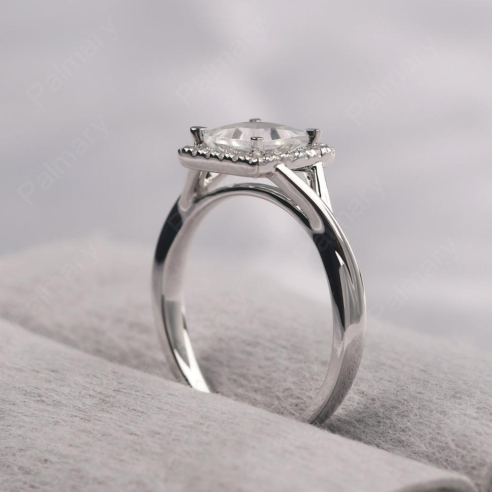 Twisted Princess Cut White Topaz Halo Ring - Palmary