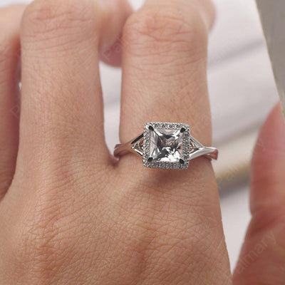 Twisted Princess Cut White Topaz Halo Ring - Palmary