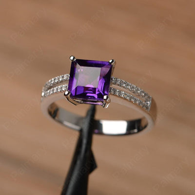 Square Cut Amethyst Split Rings - Palmary