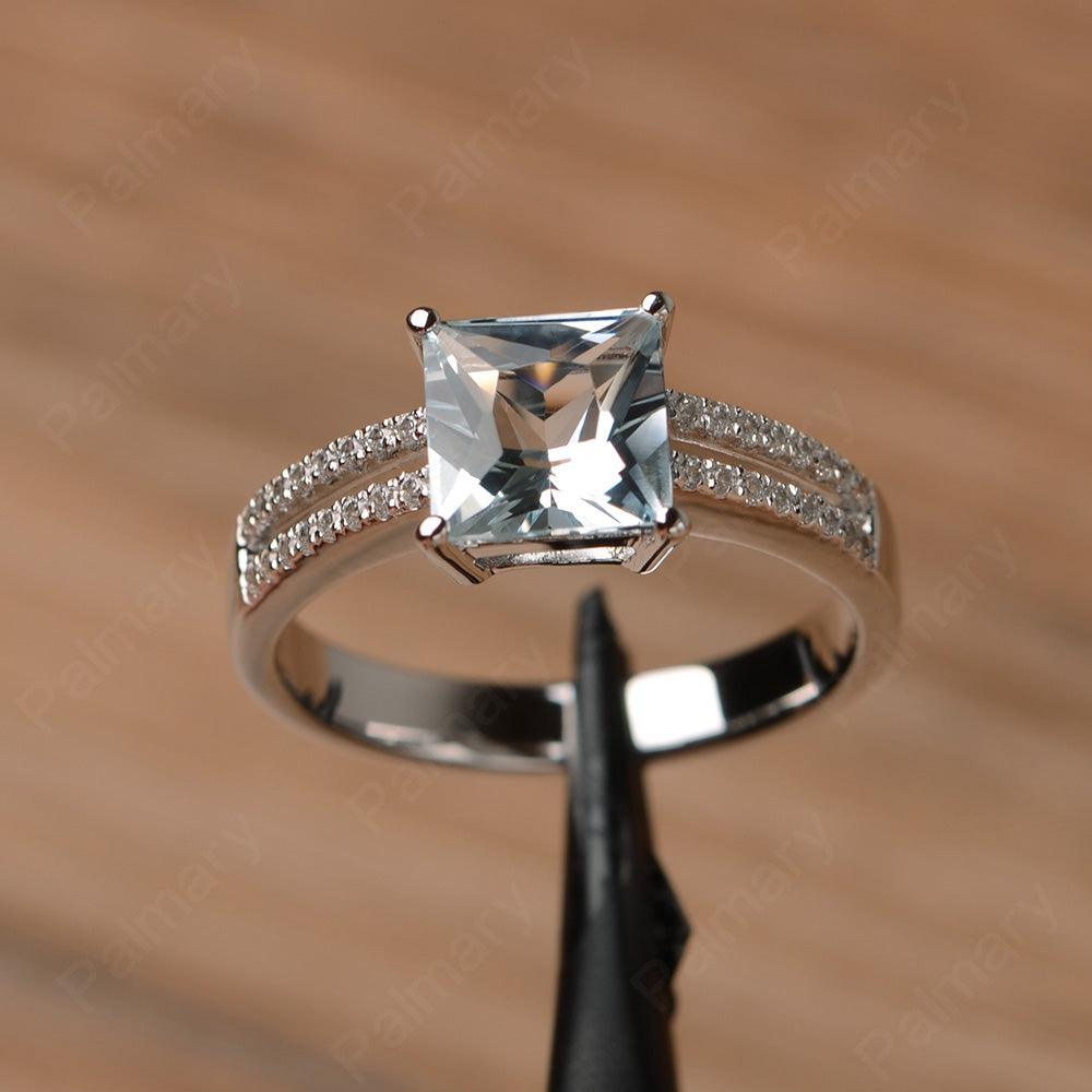 Princess Cut Aquamarine Split Rings - Palmary
