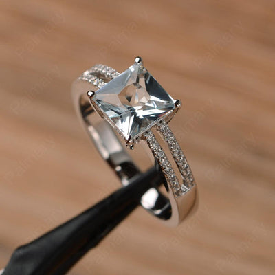 Princess Cut Aquamarine Split Rings - Palmary