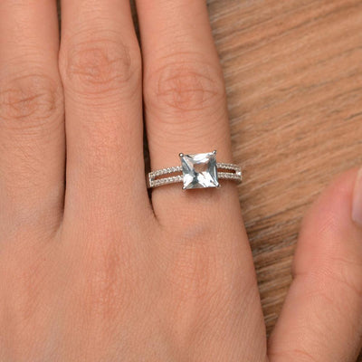 Princess Cut Aquamarine Split Rings - Palmary