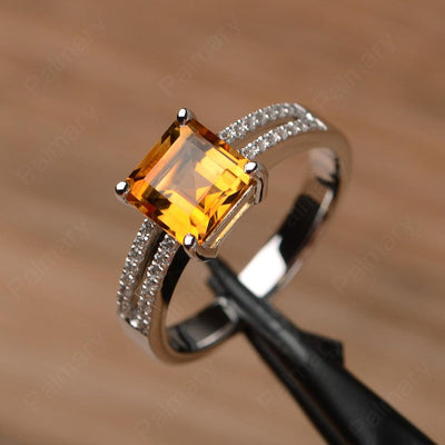 Square Cut Citrine Split Rings - Palmary