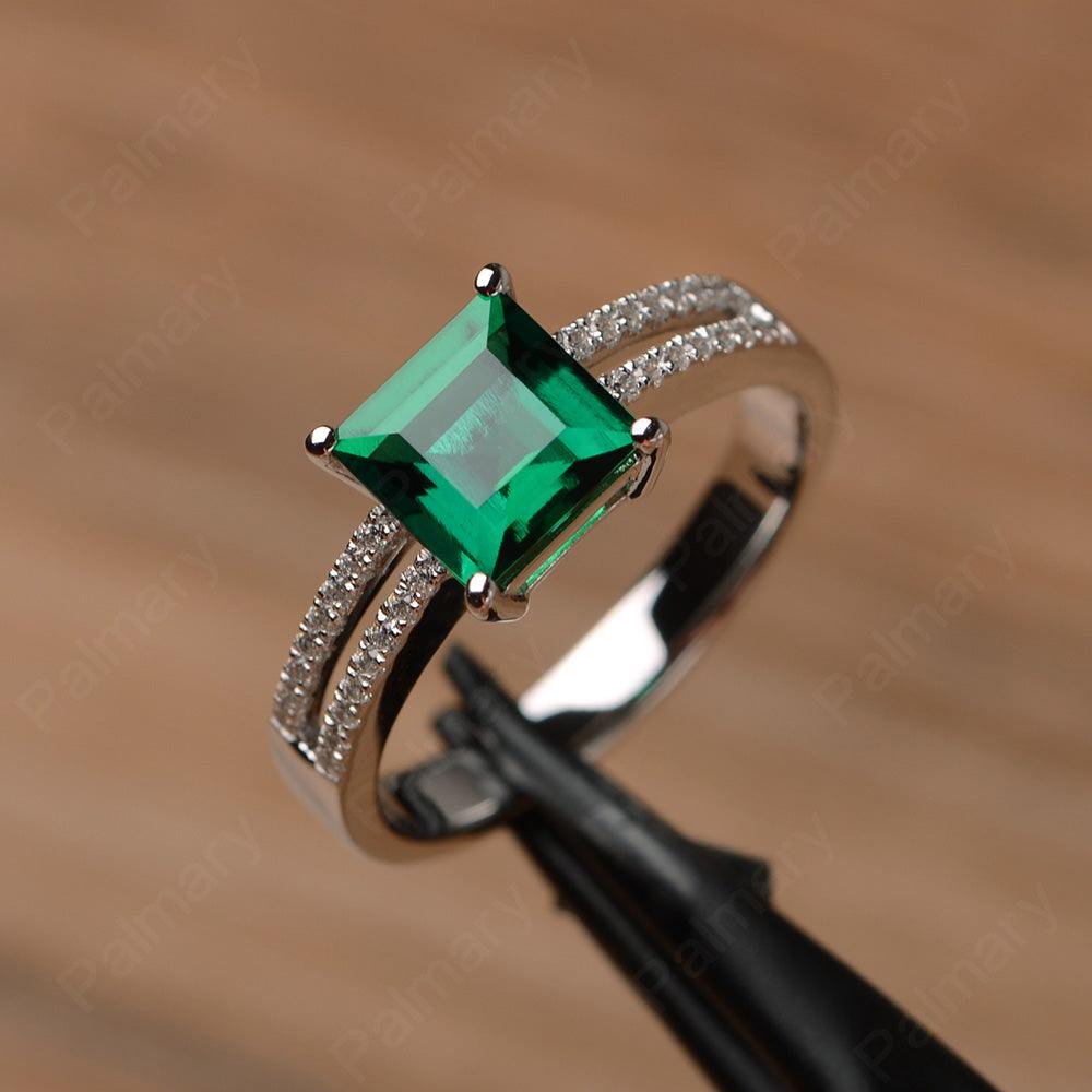 Square Cut Emerald Split Rings - Palmary