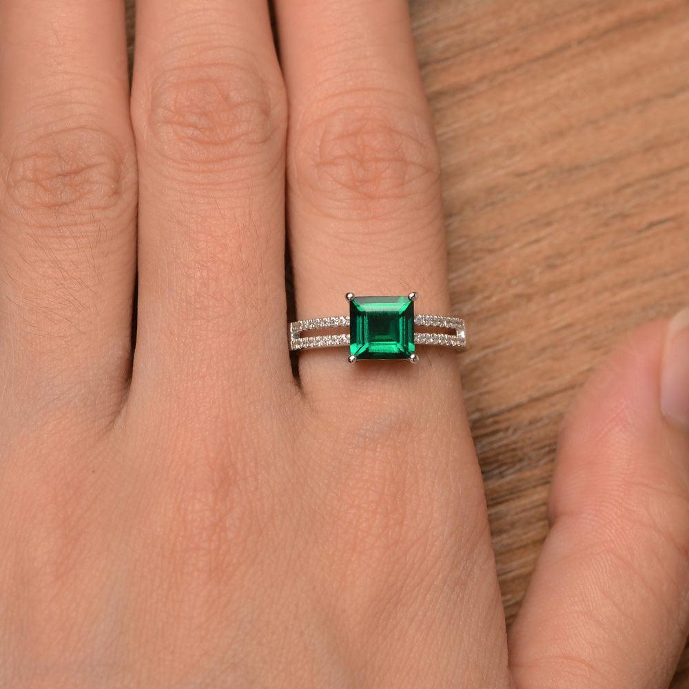 Square Cut Emerald Split Rings - Palmary