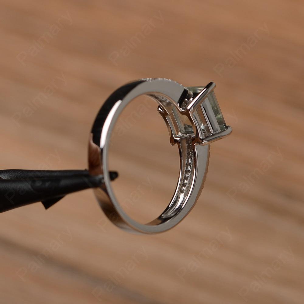 Square Cut Green Amethyst Split Rings - Palmary