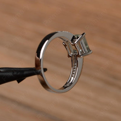 Square Cut Green Amethyst Split Rings - Palmary