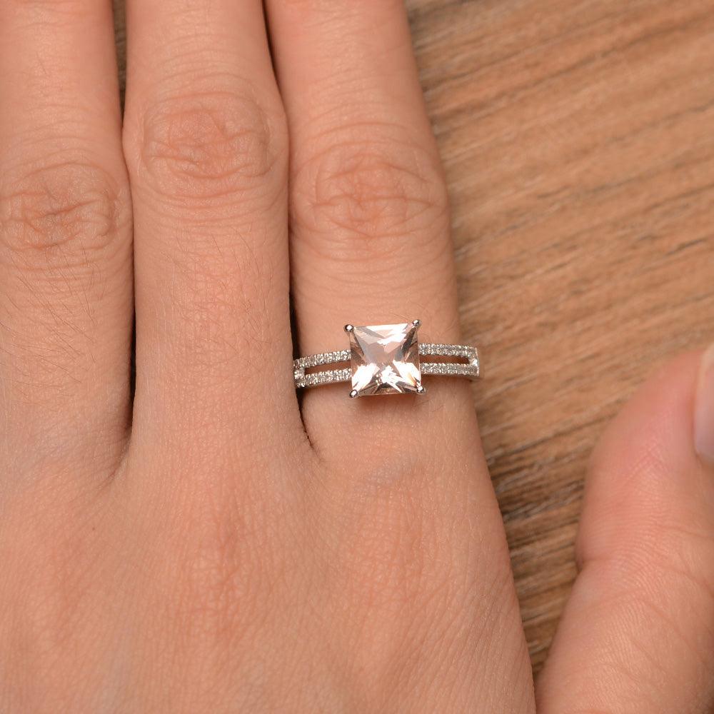Princess Cut Morganite Split Rings - Palmary