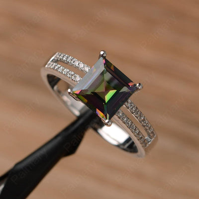 Square Cut Mystic Topaz Split Rings - Palmary