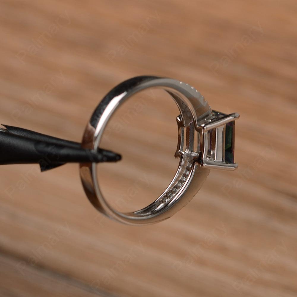 Square Cut Mystic Topaz Split Rings - Palmary