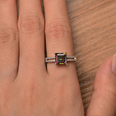 Square Cut Mystic Topaz Split Rings - Palmary
