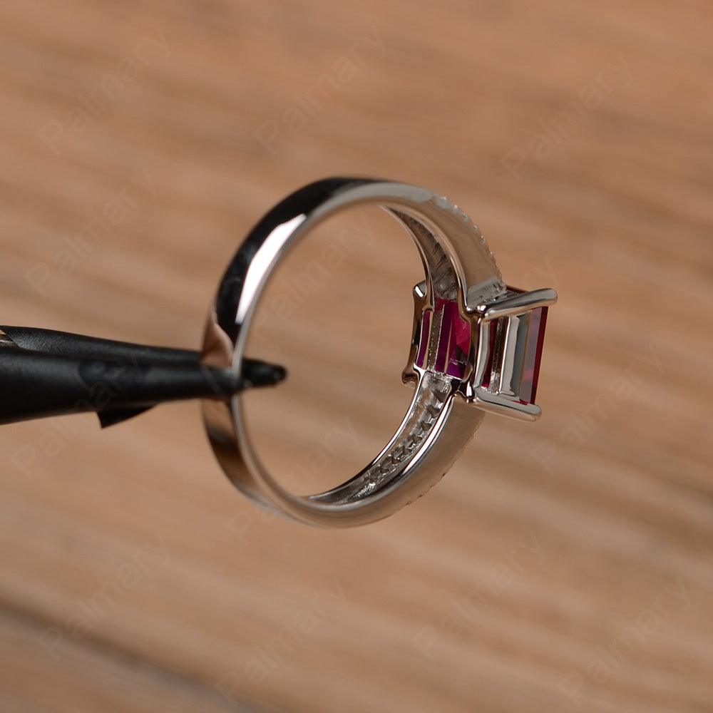 Square Cut Ruby Split Rings - Palmary