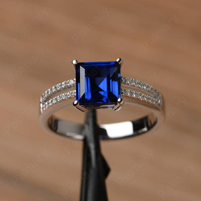 Square Cut Sapphire Split Rings - Palmary