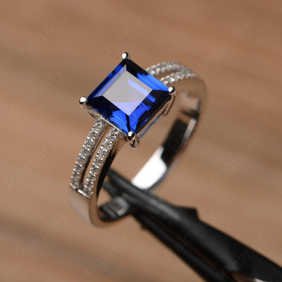 Square Cut Sapphire Split Rings - Palmary