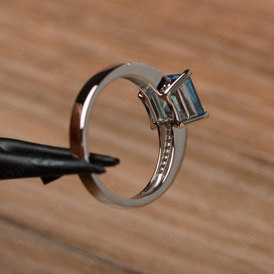 Princess Cut Swiss Blue Topaz Split Rings - Palmary
