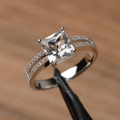 Princess Cut White Topaz Split Rings - Palmary