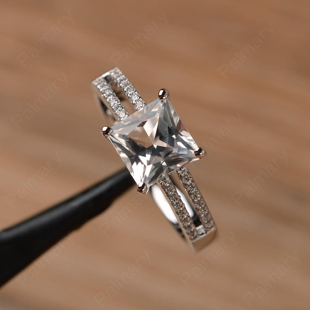 Princess Cut White Topaz Split Rings - Palmary