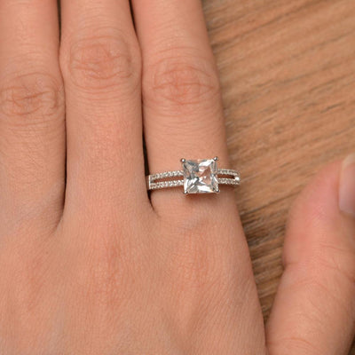 Princess Cut White Topaz Split Rings - Palmary