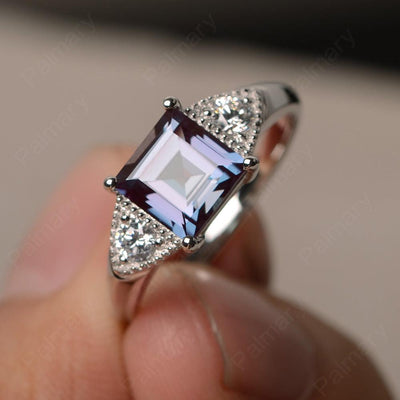 Square Cut Alexandrite Promise Rings - Palmary