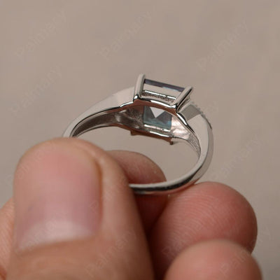 Square Cut Alexandrite Promise Rings - Palmary