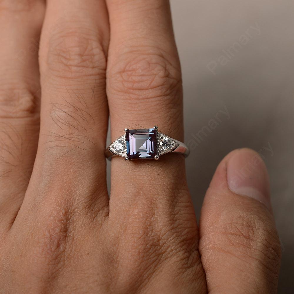 Square Cut Alexandrite Promise Rings - Palmary