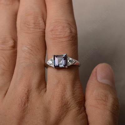 Square Cut Alexandrite Promise Rings - Palmary
