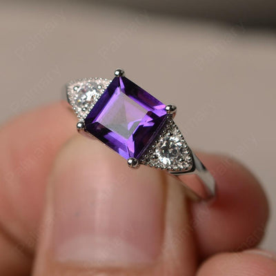Princess Cut Amethyst Promise Rings - Palmary
