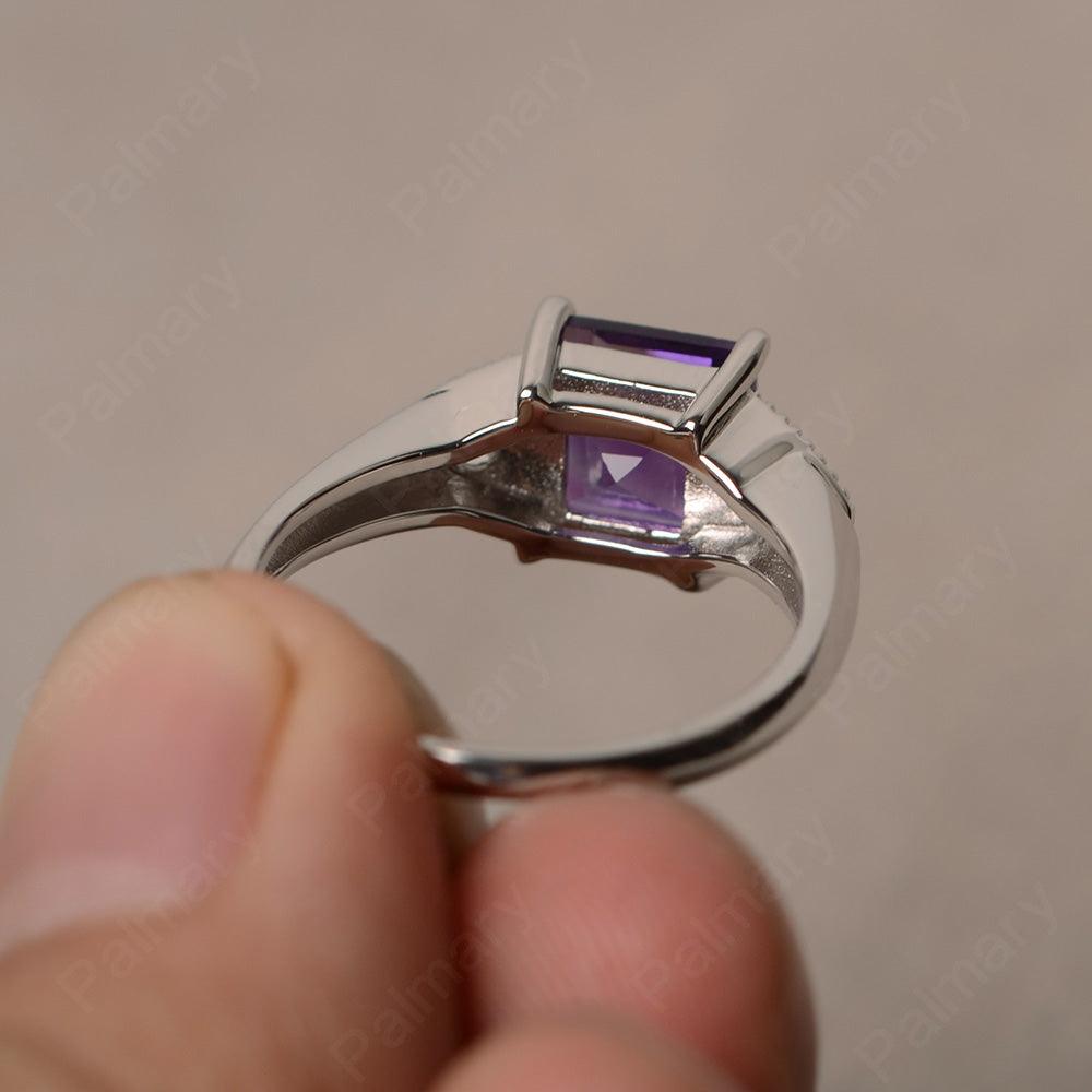 Princess Cut Amethyst Promise Rings - Palmary