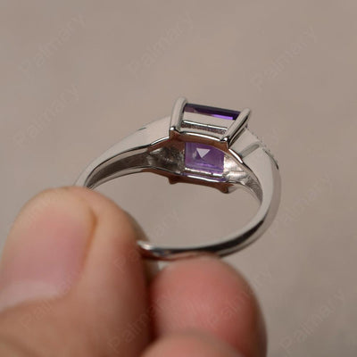 Princess Cut Amethyst Promise Rings - Palmary