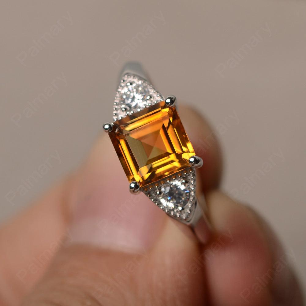 Square Cut Citrine Promise Rings - Palmary