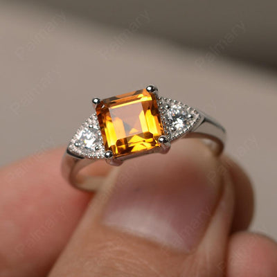 Square Cut Citrine Promise Rings - Palmary