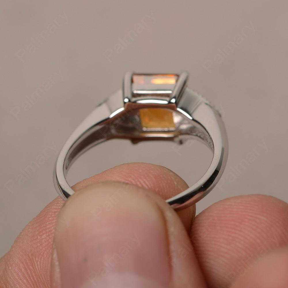 Square Cut Citrine Promise Rings - Palmary