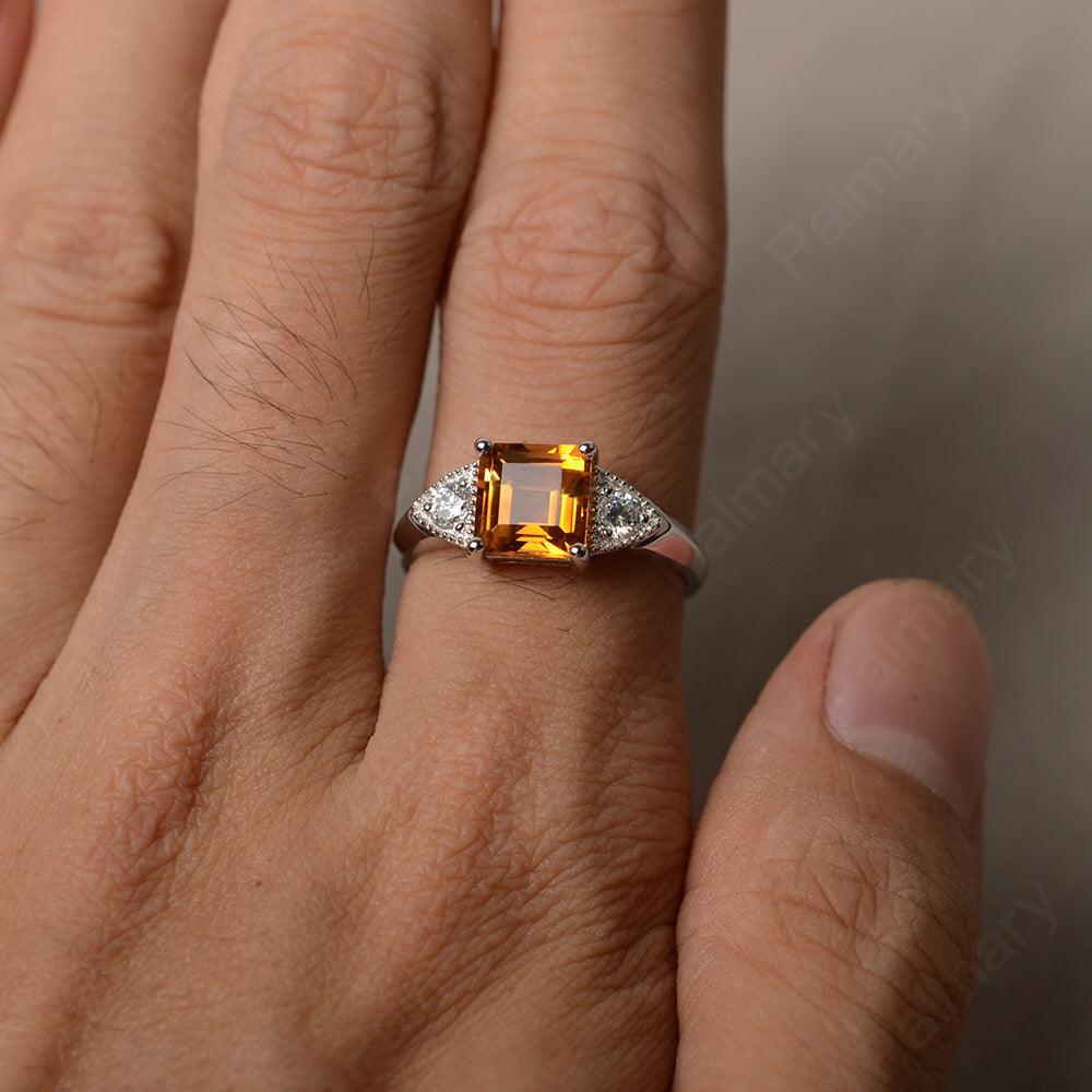 Square Cut Citrine Promise Rings - Palmary