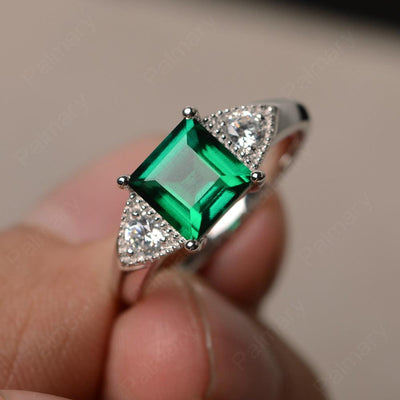 Square Cut Emerald Promise Rings - Palmary