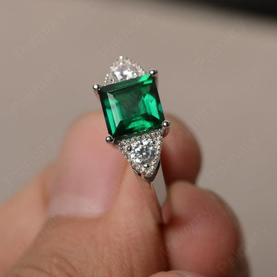 Square Cut Emerald Promise Rings - Palmary