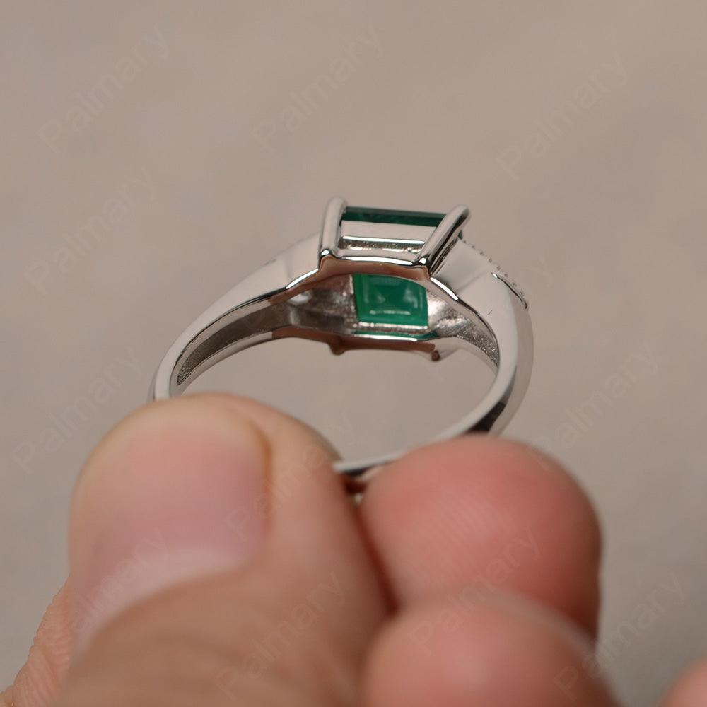 Square Cut Emerald Promise Rings - Palmary