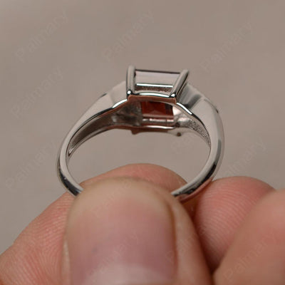Square Cut Garnet Promise Rings - Palmary
