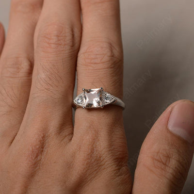 Princess Cut Morganite Promise Rings - Palmary