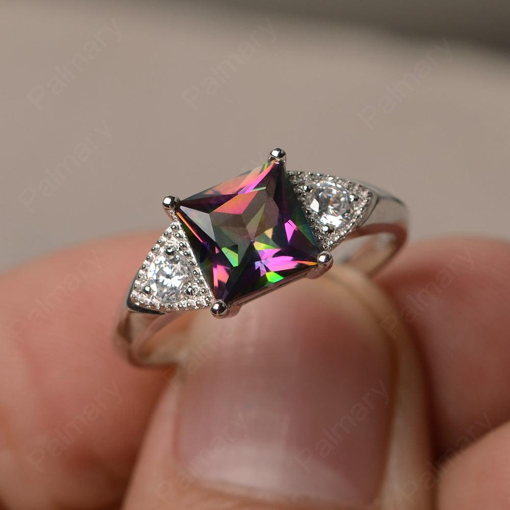 Princess Cut Mystic Topaz Promise Rings - Palmary