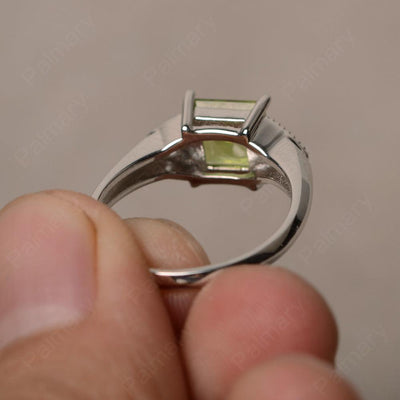 Square Cut Peridot Promise Rings - Palmary