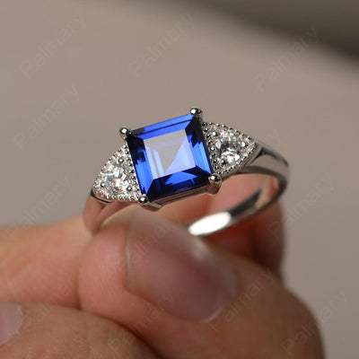 Square Cut Sapphire Promise Rings - Palmary