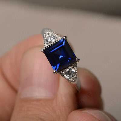 Square Cut Sapphire Promise Rings - Palmary