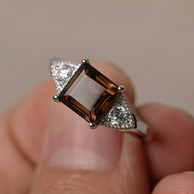 Square Cut Smoky Quartz  Promise Rings - Palmary