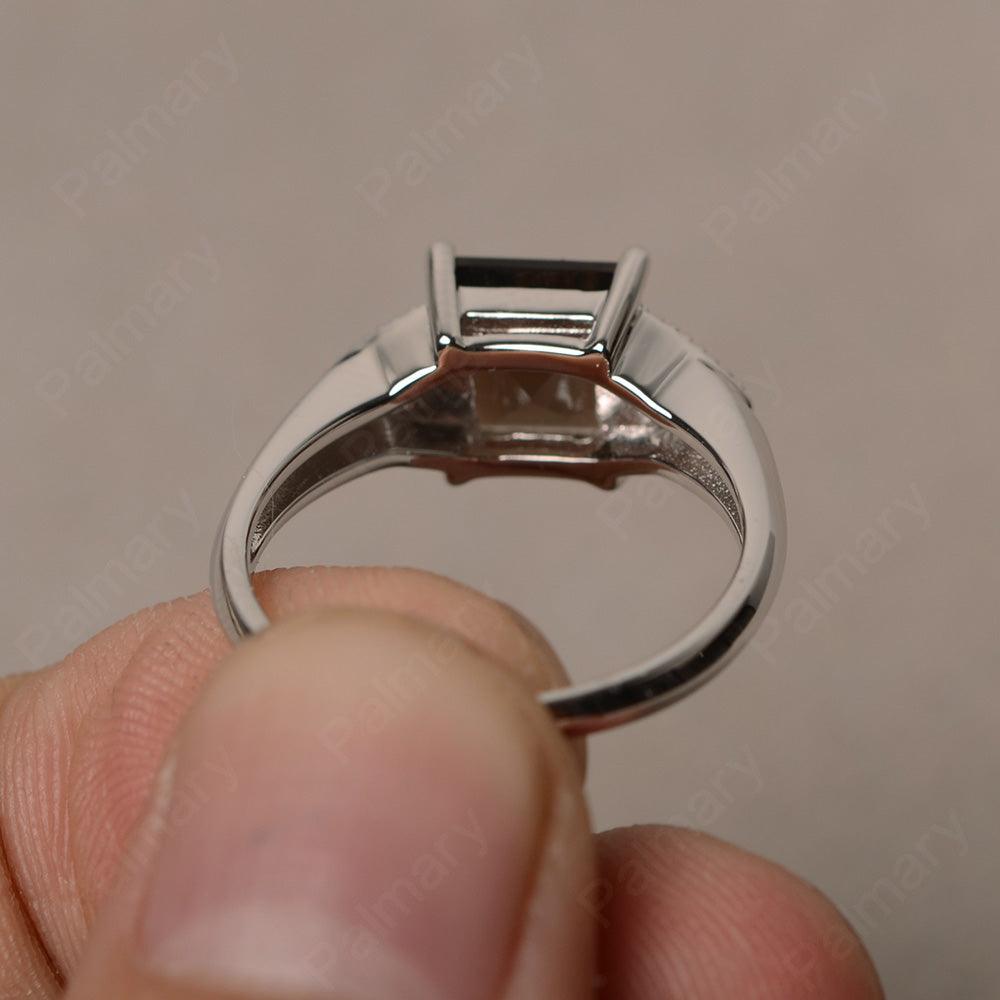 Square Cut Smoky Quartz  Promise Rings - Palmary