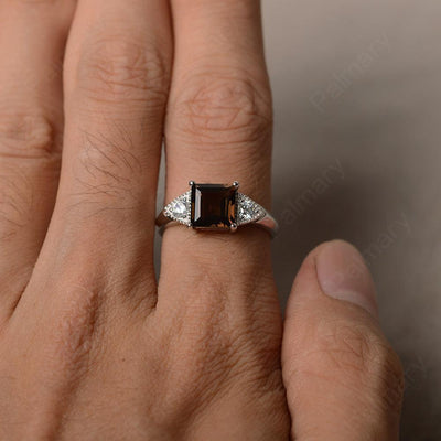 Square Cut Smoky Quartz  Promise Rings - Palmary