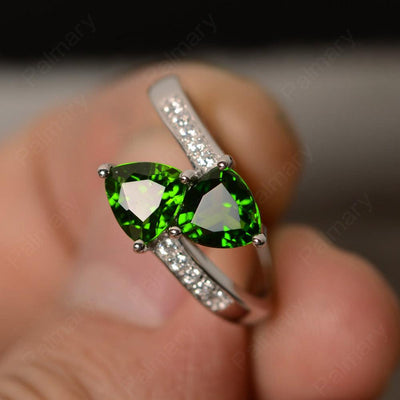 Trillion Cut Diopside Two Stone Rings - Palmary