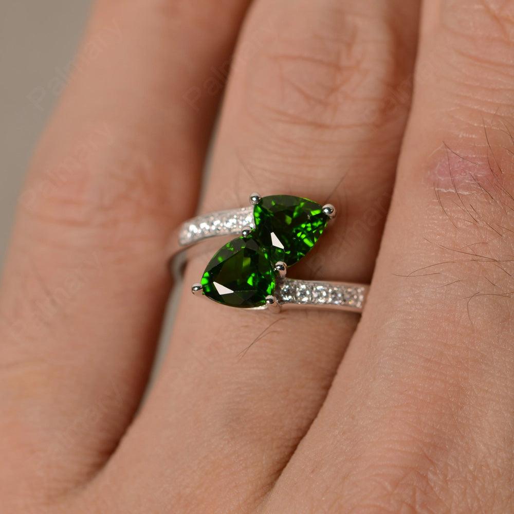 Trillion Cut Diopside Two Stone Rings - Palmary