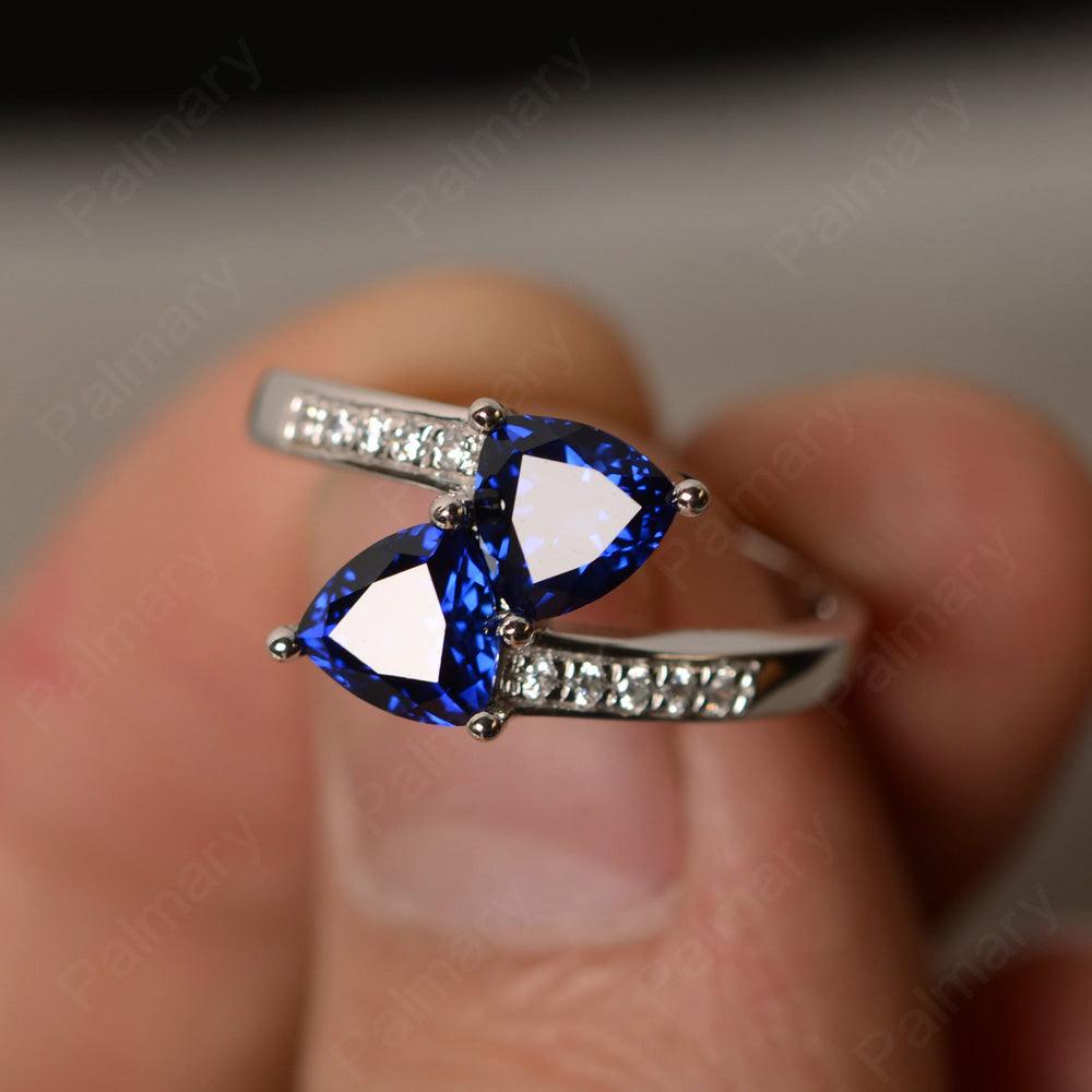 Trillion Cut Sapphire Two Stone Rings - Palmary